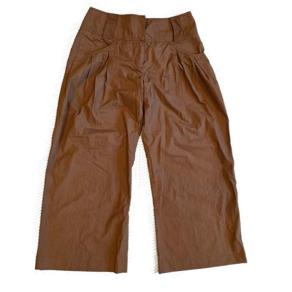 Iceberg Made In Italy Brown Pleated Cropped Wide Leg Trousers